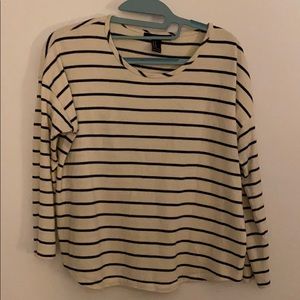 White and blue striped long sleeve top size M